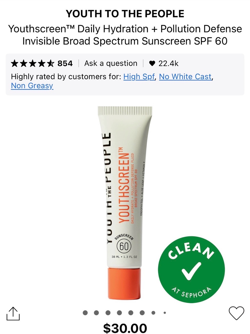 NIB Youthscreen Daily Hydration + Pollution Defense SPF 60 Sunscreen